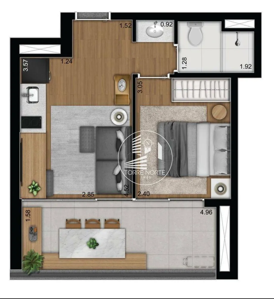 Apartamento, 1 quarto, 37 m² - Foto 2