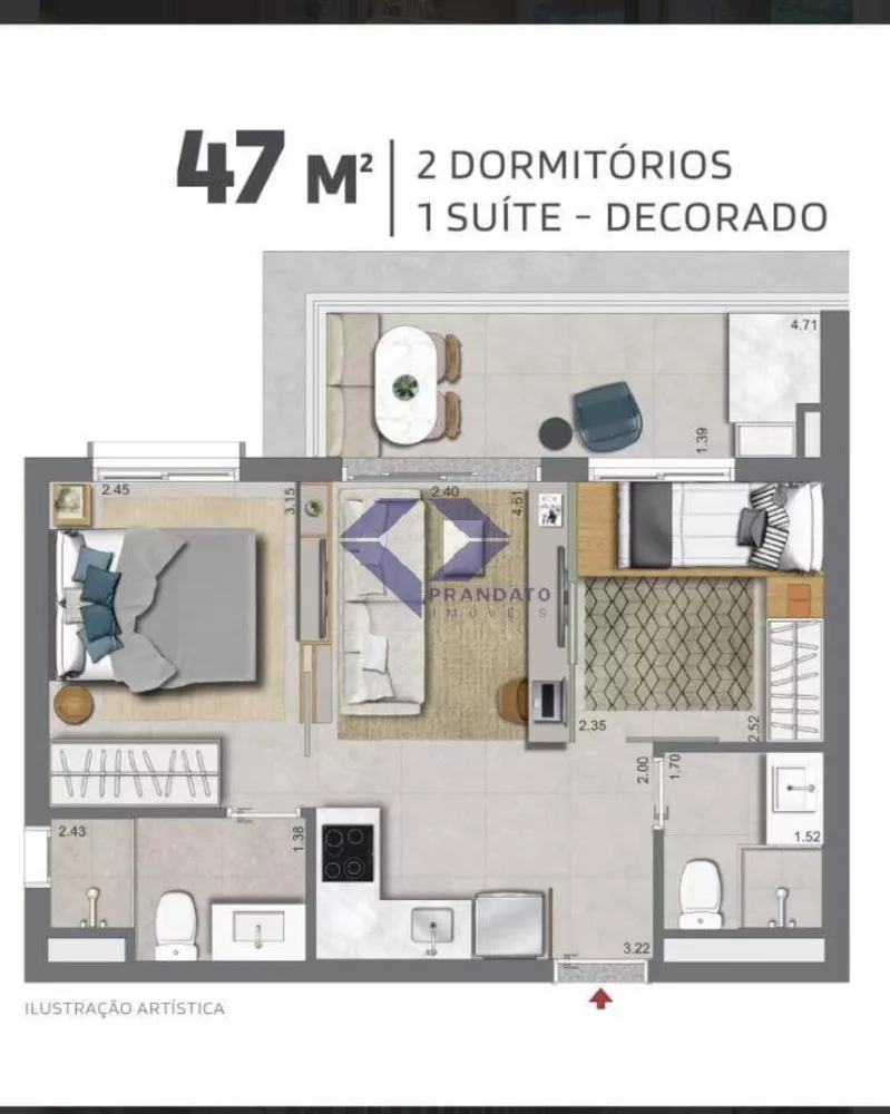 Apartamento à venda com 2 quartos, 43m² - Foto 1