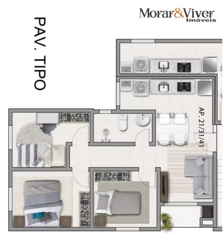 Apartamento à venda com 3 quartos, 50m² - Foto 4