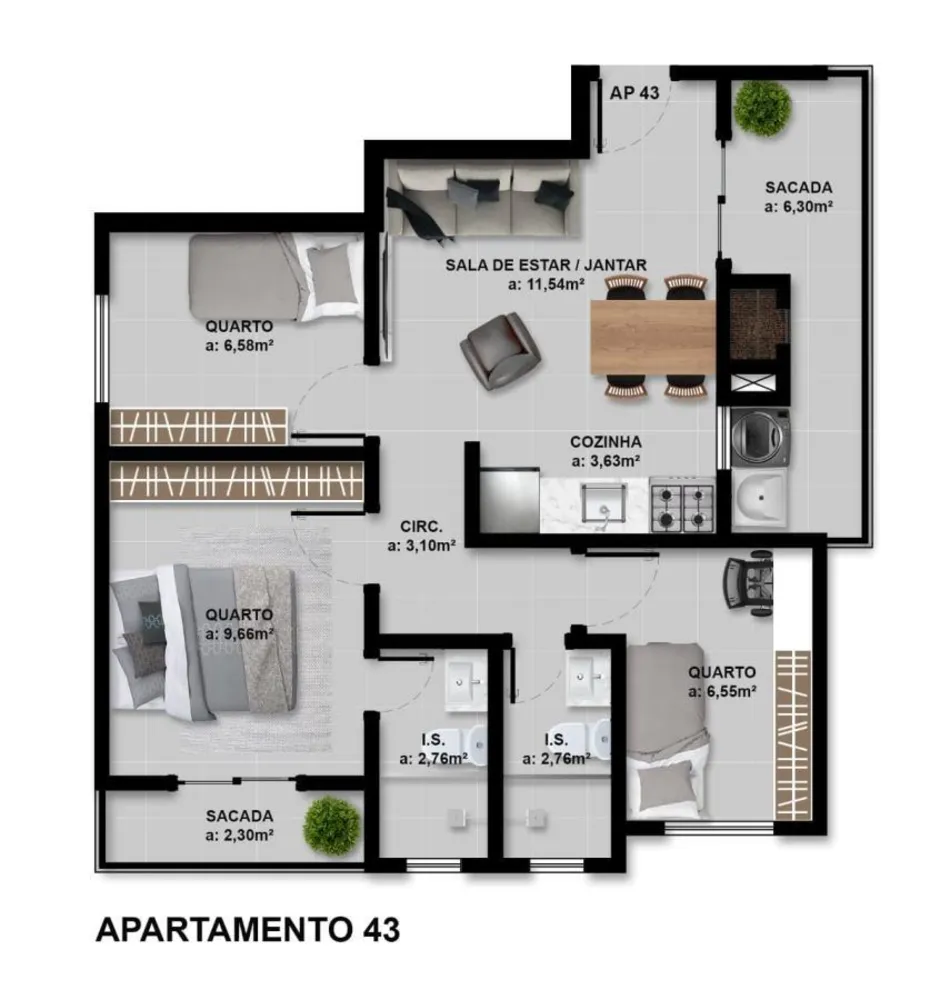 Apartamento, 3 quartos, 63 m² - Foto 15