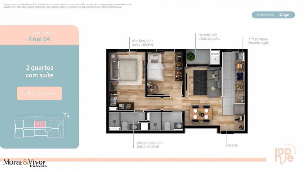 Apartamento à venda com 2 quartos, 52m² - Foto 12