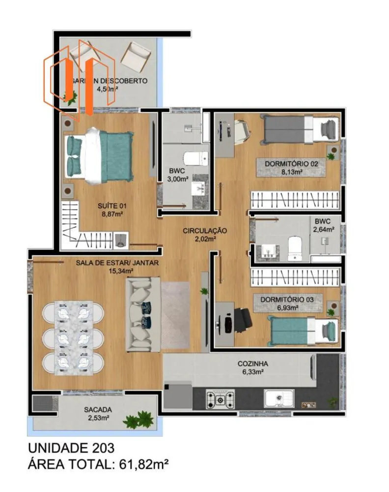 Apartamento, 3 quartos, 63 m² - Foto 7