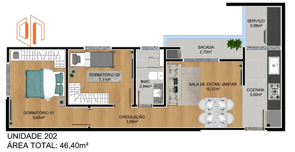 Apartamento, 3 quartos, 63 m² - Foto 3