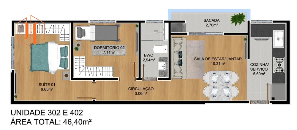 Apartamento, 3 quartos, 63 m² - Foto 6