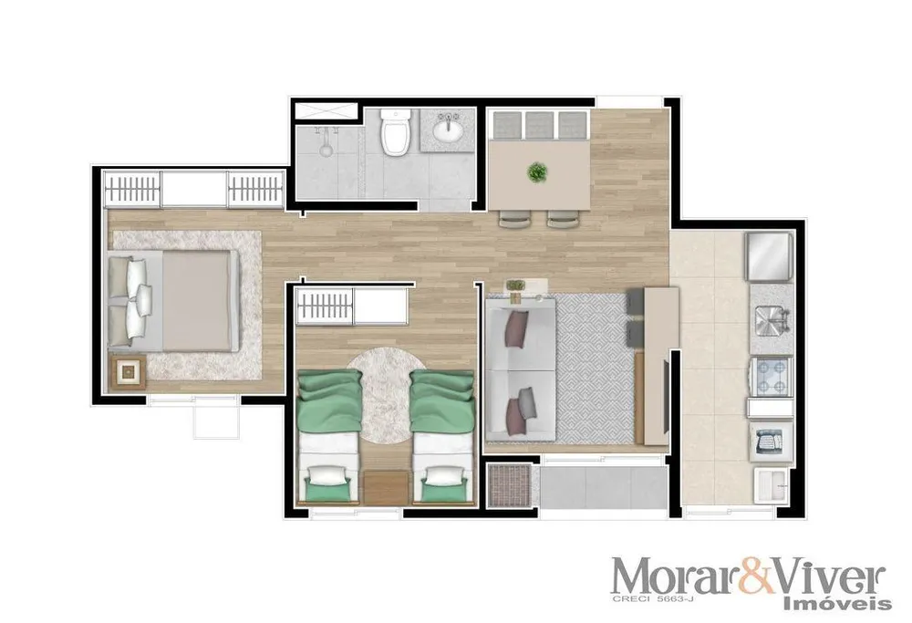 Apartamento, 2 quartos, 44 m² - Foto 3