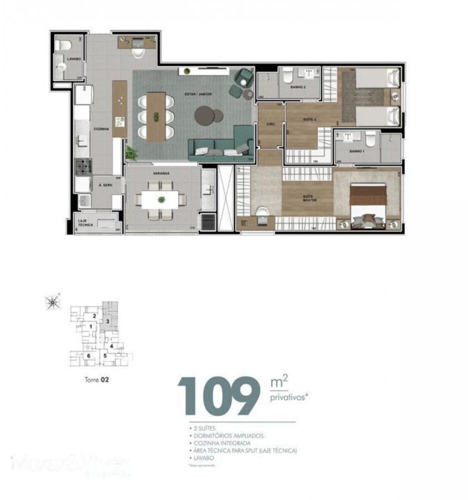 Apartamento, 3 quartos, 96 m² - Foto 2