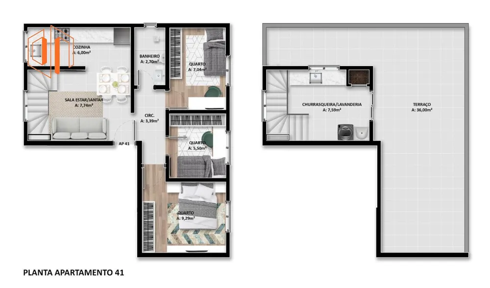 Apartamento, 3 quartos, 55 m² - Foto 14