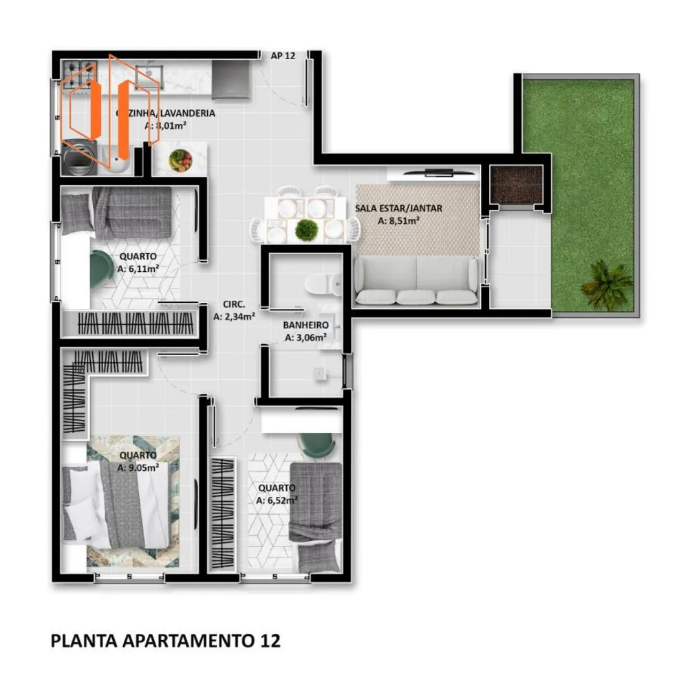 Apartamento, 3 quartos, 55 m² - Foto 11
