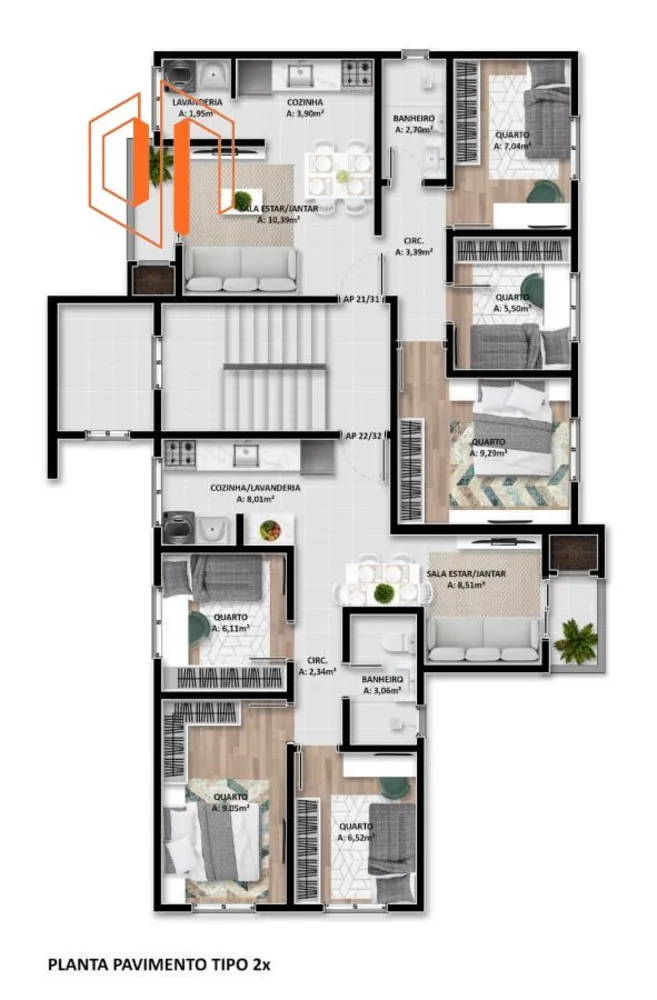 Apartamento, 3 quartos, 55 m² - Foto 9