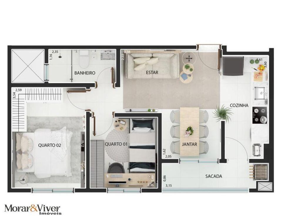 Apartamento à venda com 2 quartos, 48m² - Foto 4