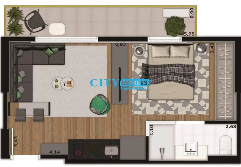 Apartamento, 1 quarto, 32 m² - Foto 1