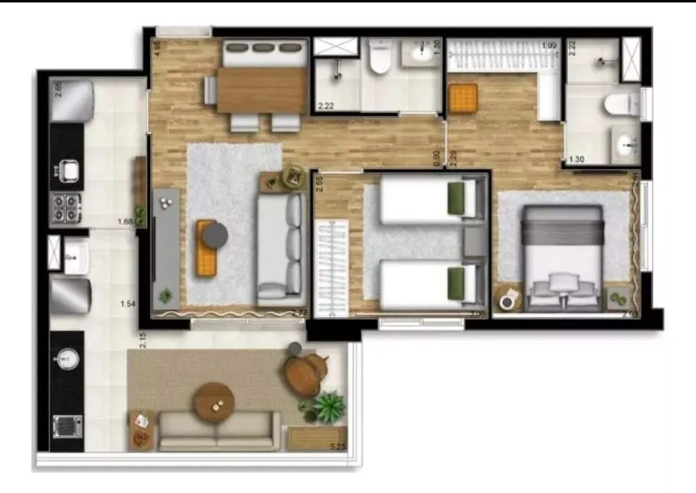 Apartamento, 2 quartos, 63 m² - Foto 1