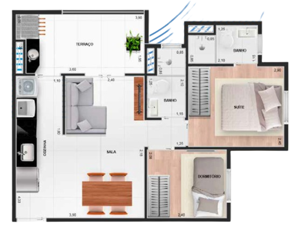 Apartamento, 1 quarto, 34 m² - Foto 8