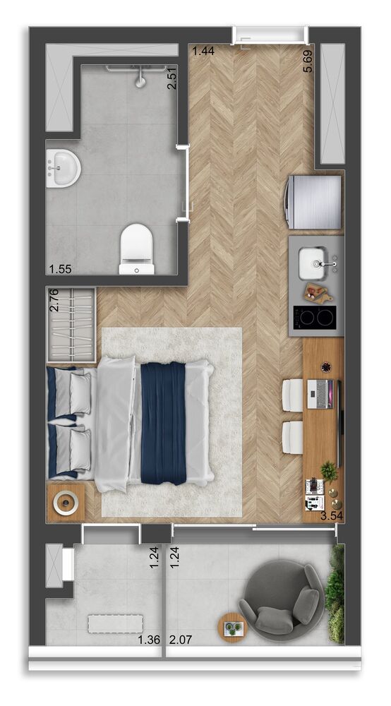 Apartamento, 1 quarto, 35 m² - Foto 7