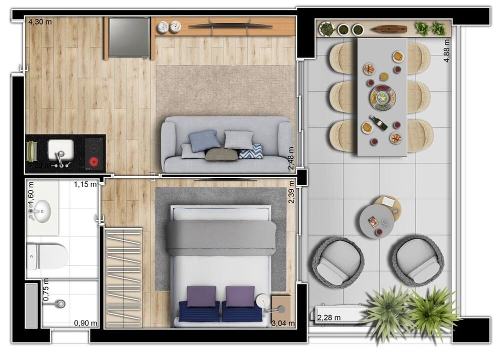 Apartamento, 1 quarto, 66 m² - Foto 1