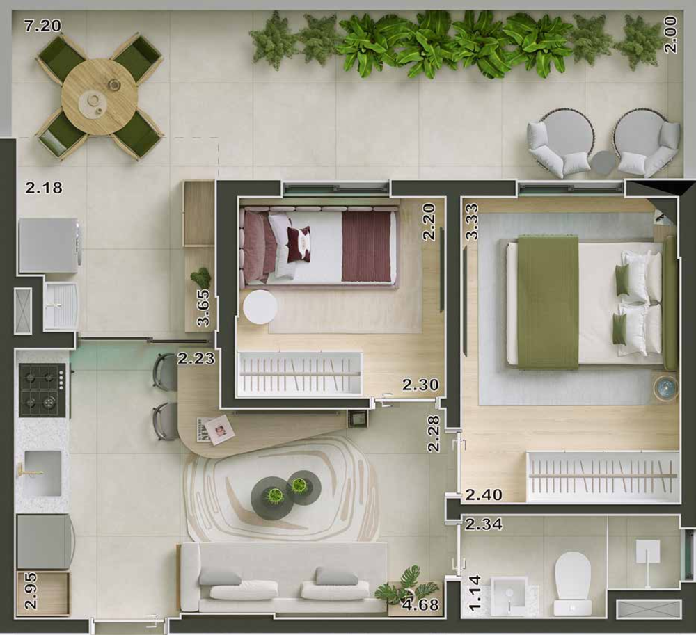 Apartamento, 2 quartos, 52 m² - Foto 3