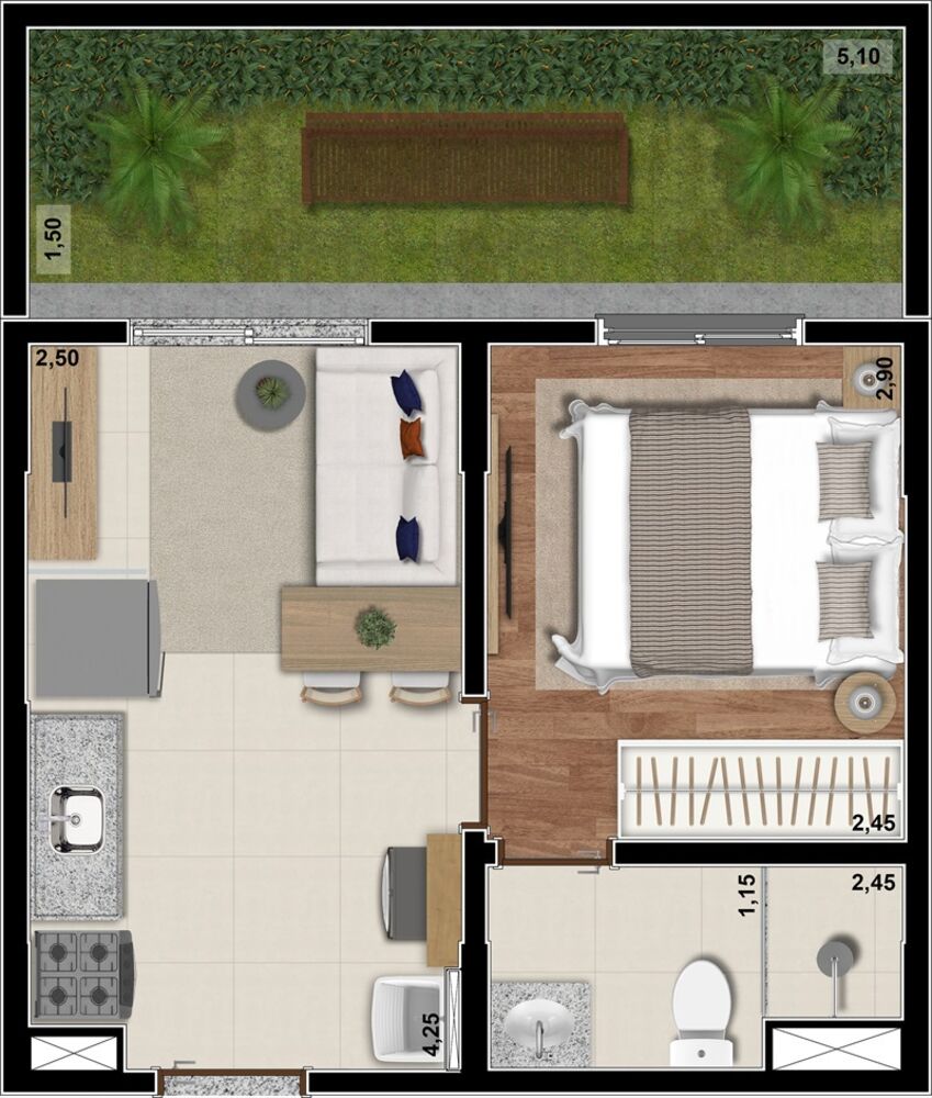 Apartamento, 2 quartos, 33 m² - Foto 1
