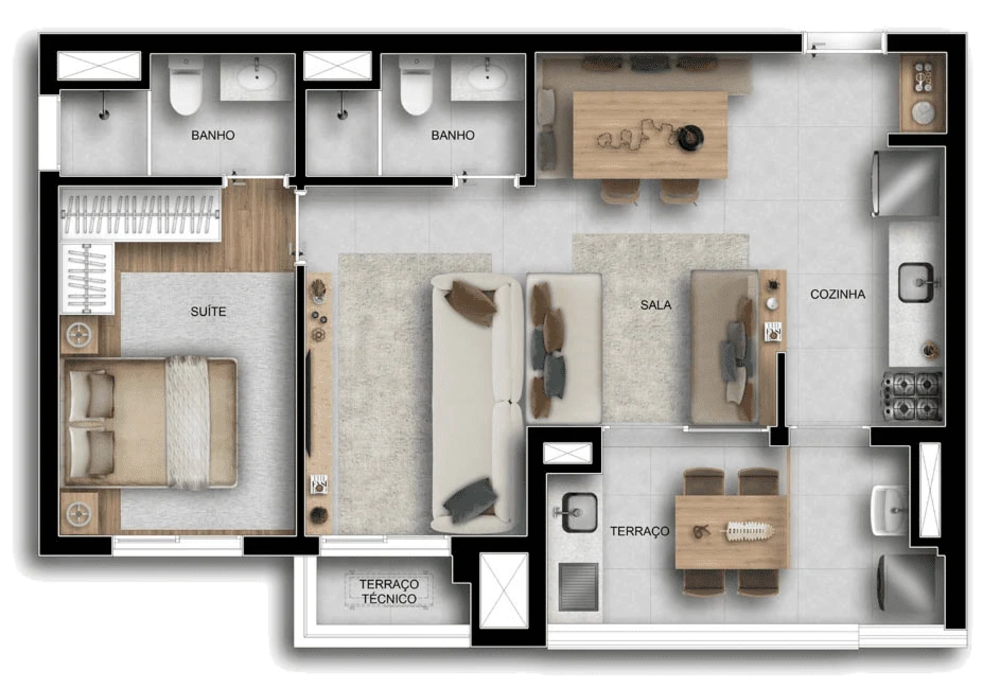 Apartamento, 1 quarto, 35 m² - Foto 3