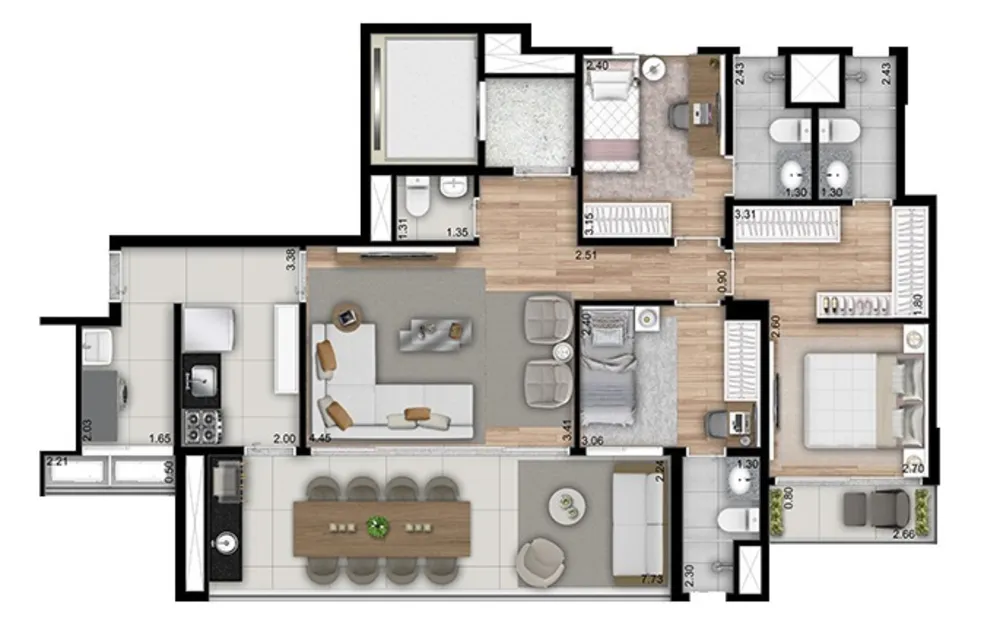 Apartamento, 3 quartos, 116 m² - Foto 1