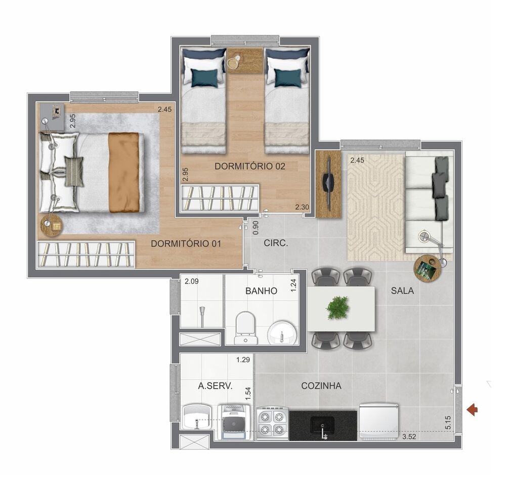 Apartamento, 2 quartos, 40 m² - Foto 5