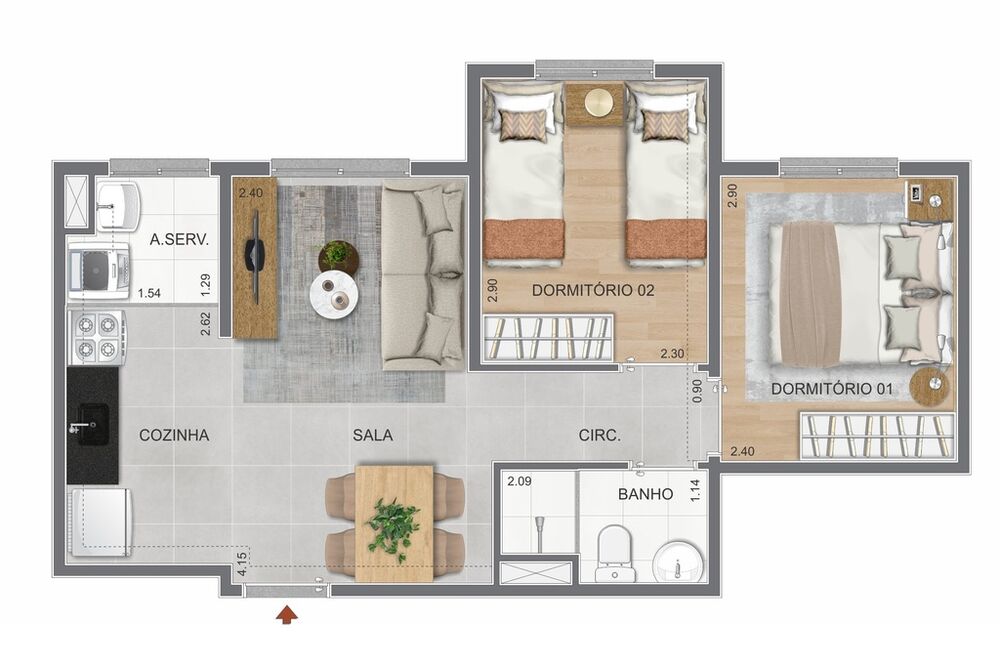 Apartamento, 2 quartos, 40 m² - Foto 6