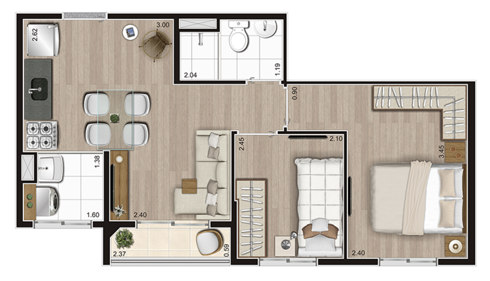 Apartamento, 2 quartos, 37 m² - Foto 11