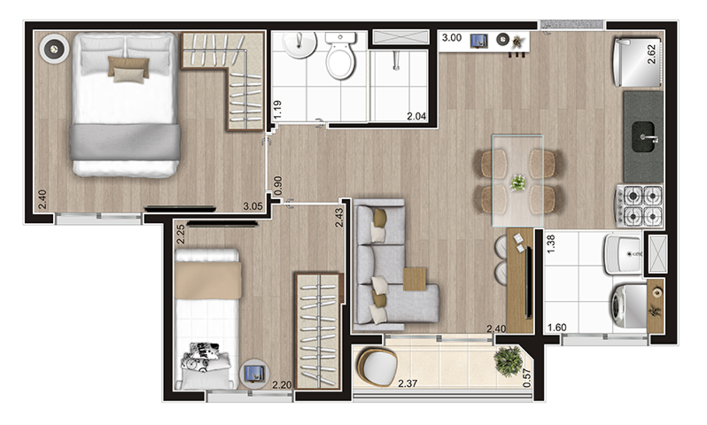 Apartamento, 2 quartos, 37 m² - Foto 3