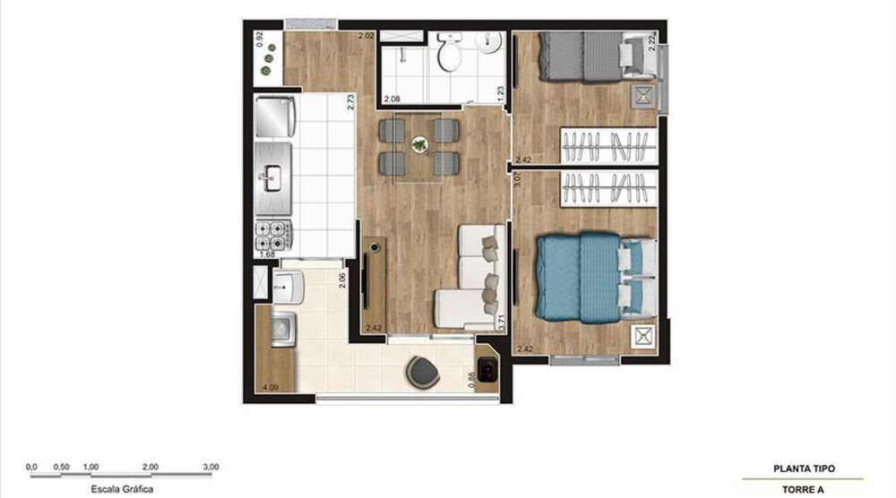 Apartamento, 2 quartos, 41 m² - Foto 8