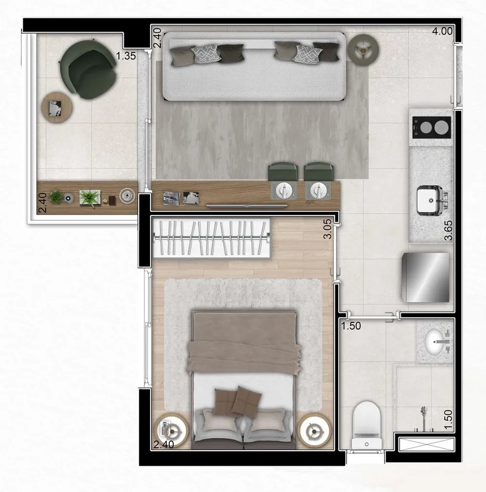 Apartamento, 1 quarto, 31 m² - Foto 9