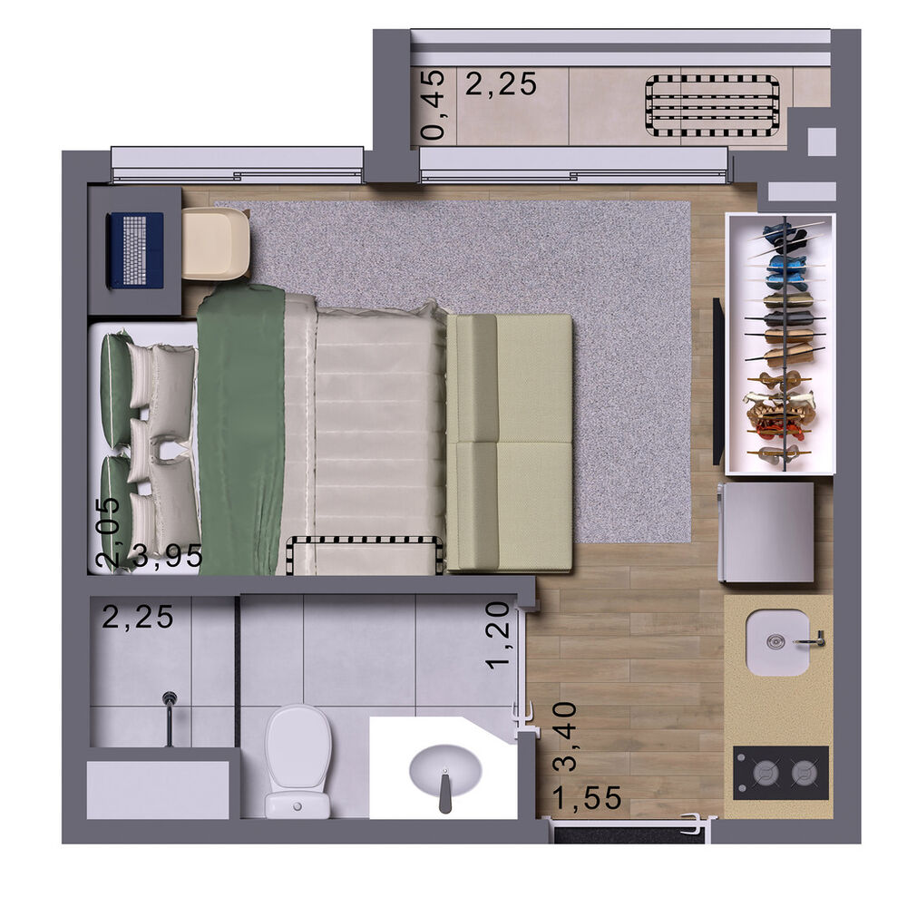 Apartamento, 1 quarto, 17 m² - Foto 8