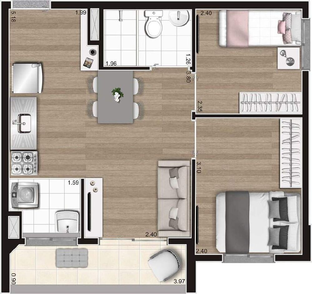 Apartamento, 2 quartos, 43 m² - Foto 7