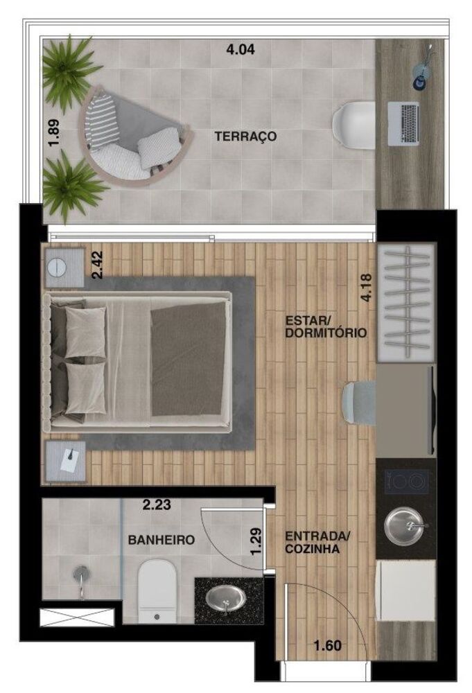 Apartamento, 1 quarto, 21 m² - Foto 6