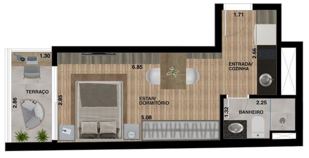 Apartamento, 1 quarto, 21 m² - Foto 3