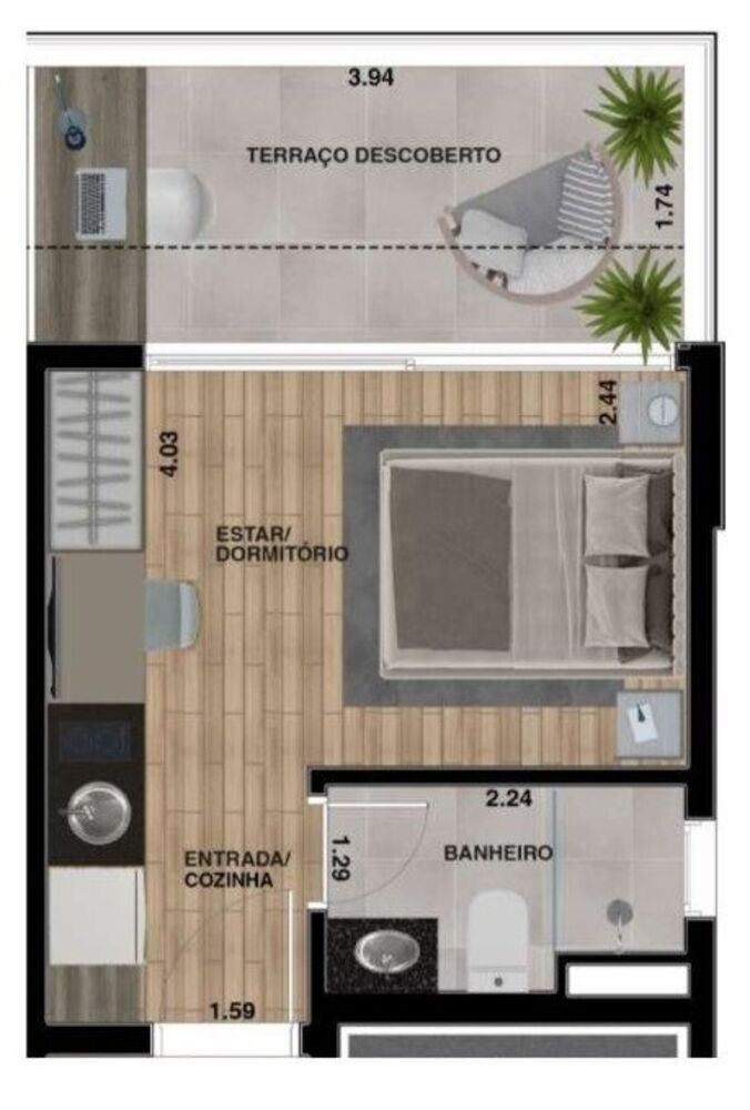 Apartamento, 1 quarto, 21 m² - Foto 10