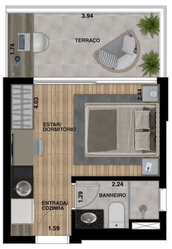 Apartamento, 1 quarto, 21 m² - Foto 9
