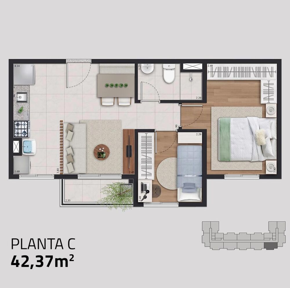 Apartamento à venda com 2 quartos, 61m² - Foto 4