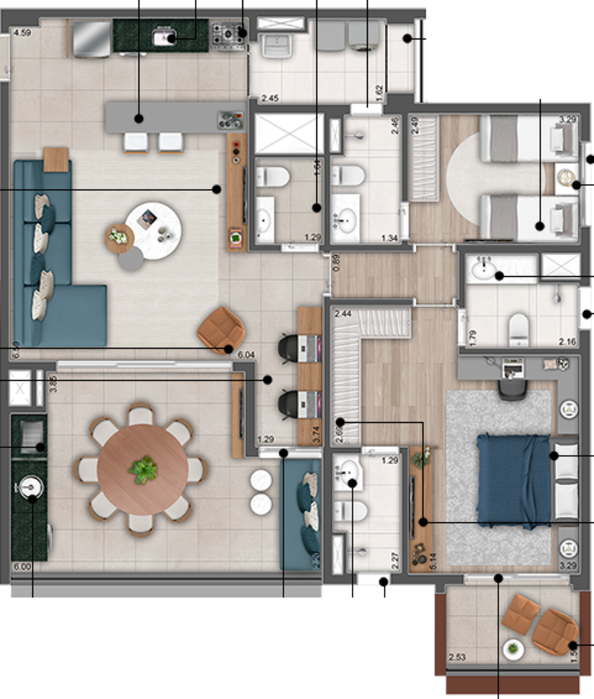 Apartamento, 3 quartos, 167 m² - Foto 1