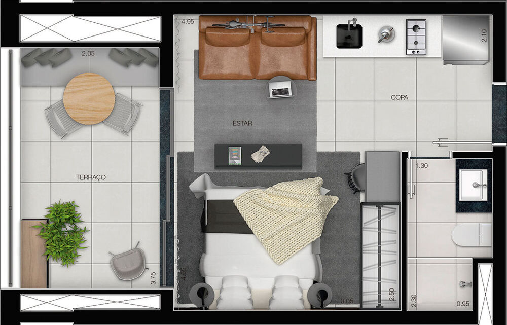 Apartamento, 1 quarto, 35 m² - Foto 2
