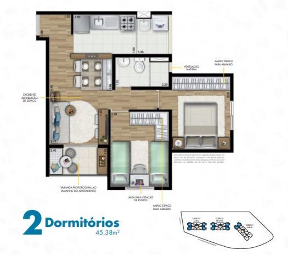 Apartamento, 3 quartos, 61 m² - Foto 5