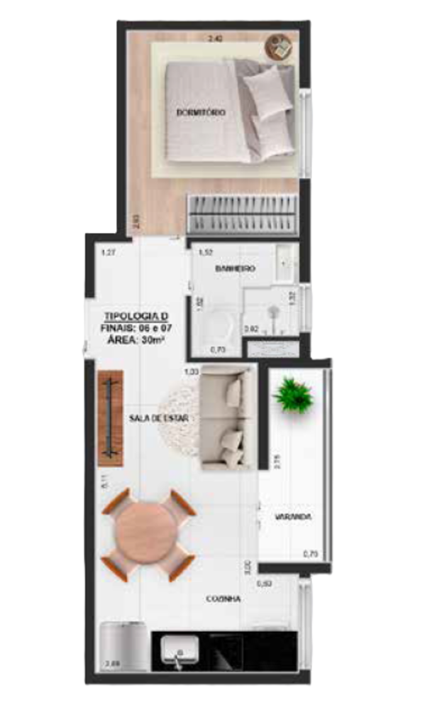 Apartamento, 1 quarto, 30 m² - Foto 1