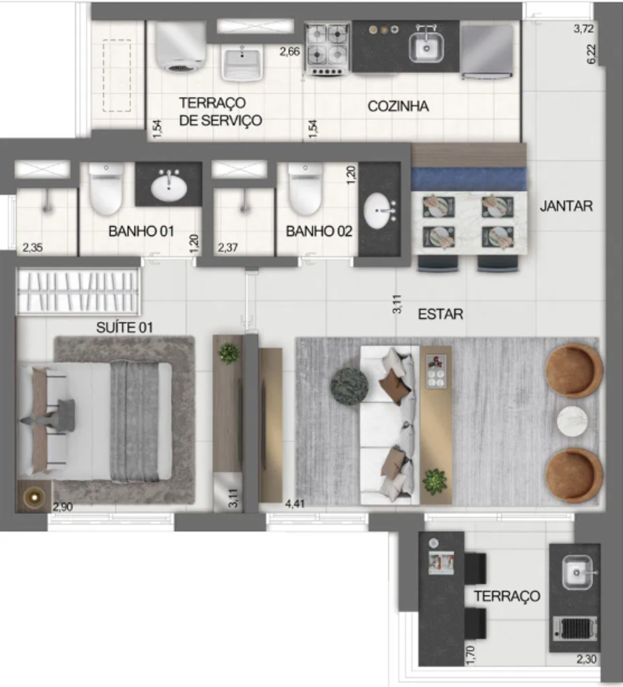 Apartamento, 2 quartos, 54 m² - Foto 8