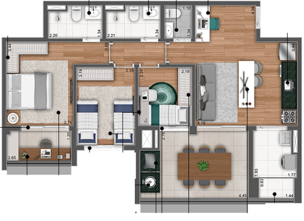 Apartamento, 2 quartos, 69 m² - Foto 7