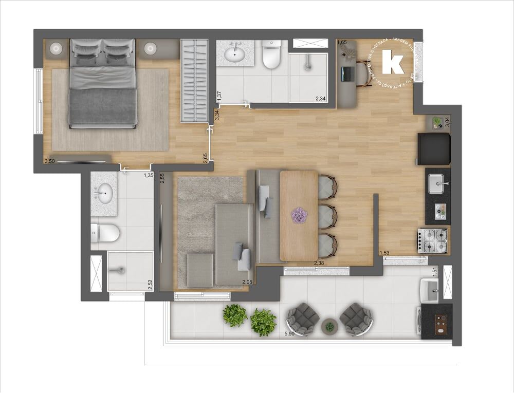 Apartamento, 2 quartos, 52 m² - Foto 4