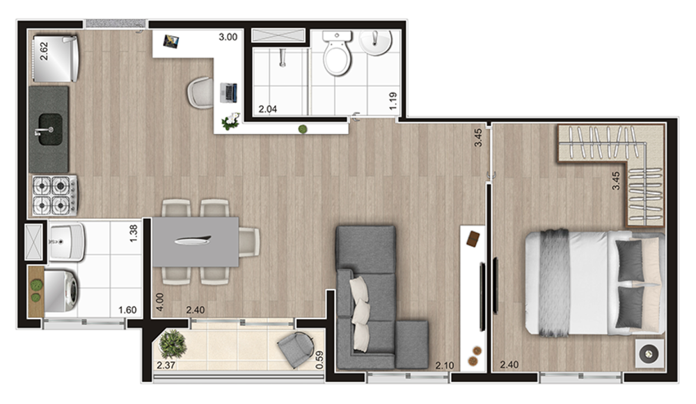 Apartamento, 2 quartos, 37 m² - Foto 6