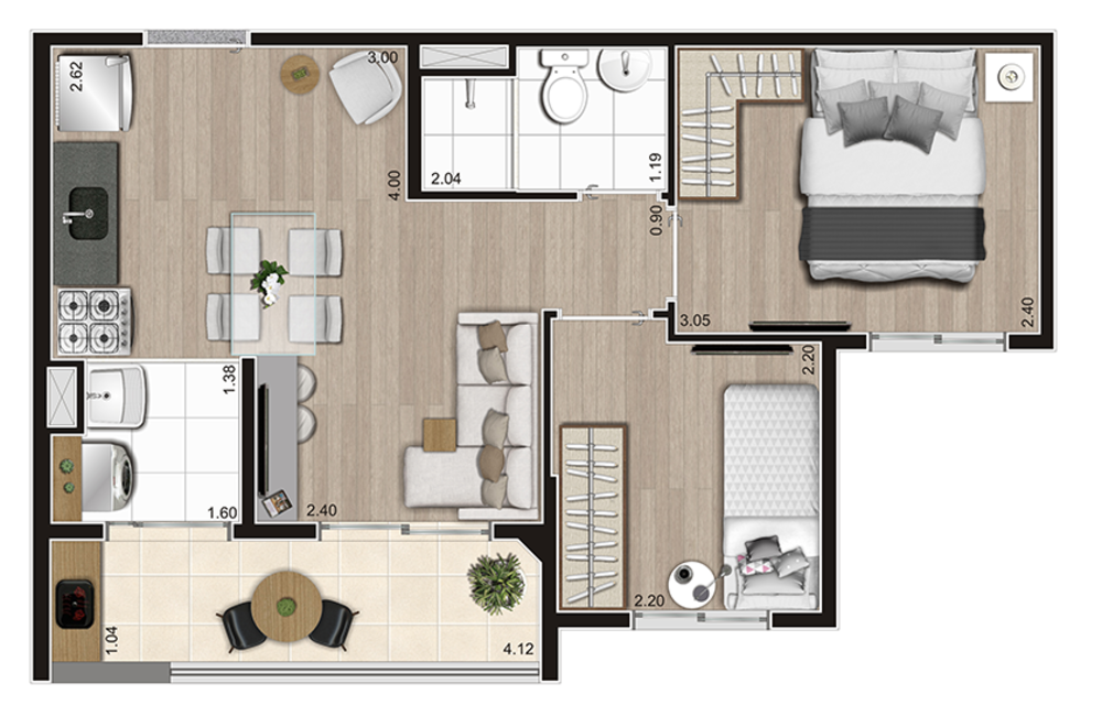 Apartamento, 2 quartos, 37 m² - Foto 2