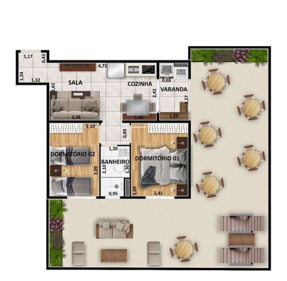 Apartamento à venda com 2 quartos, 61m² - Foto 8