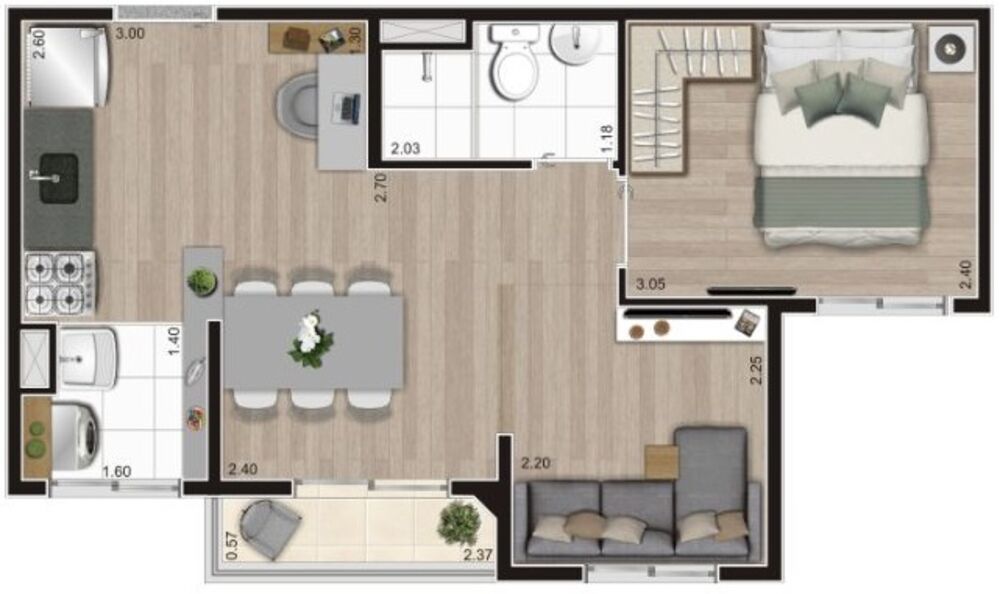 Apartamento, 2 quartos, 37 m² - Foto 3