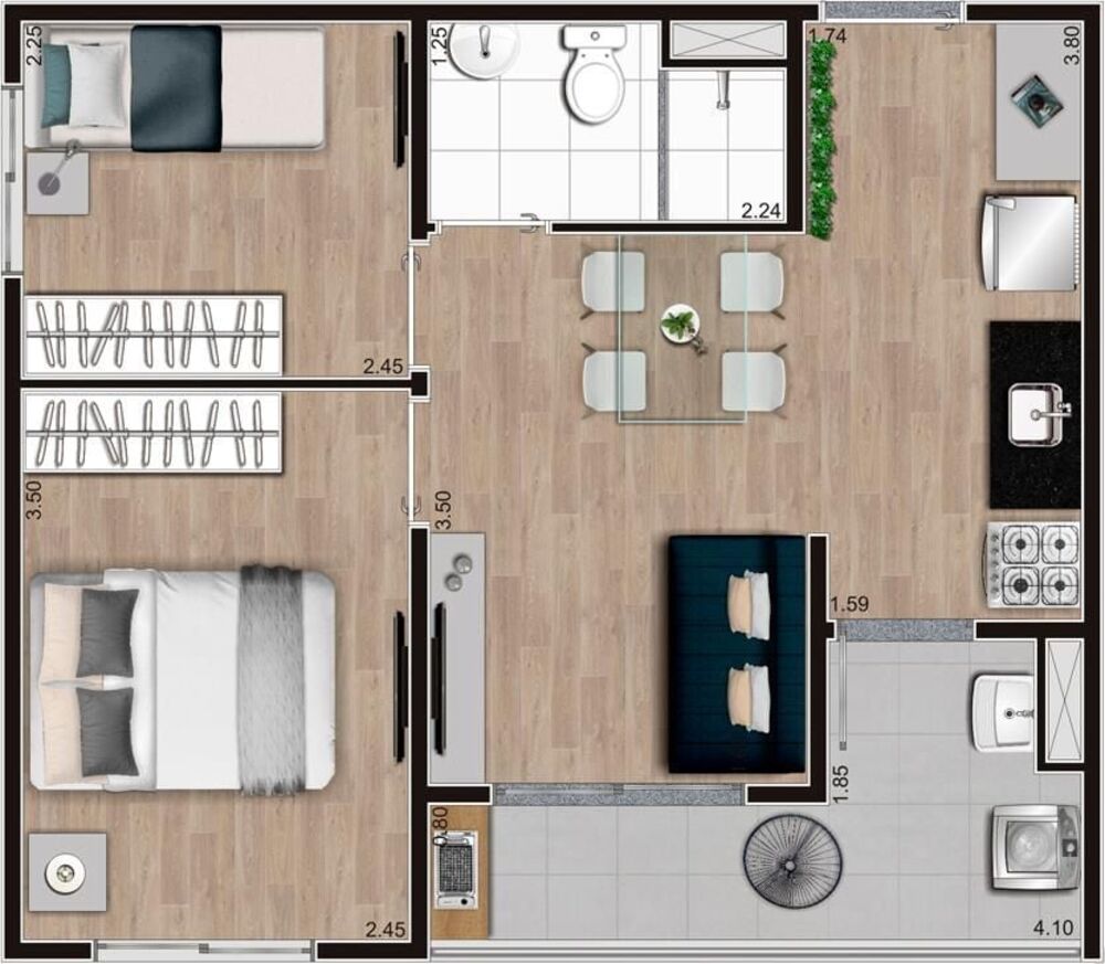 Apartamento, 2 quartos, 37 m² - Foto 34