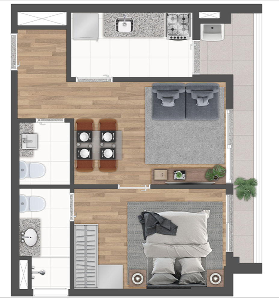Apartamento, 1 quarto, 29 m² - Foto 1