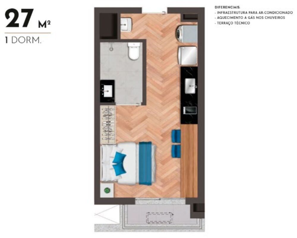 Apartamento, 1 quarto, 28 m² - Foto 11